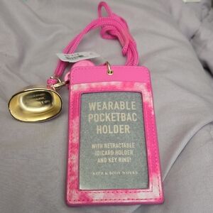 Bath & Body Works Pink Pocketbac Holder with Gold Accent